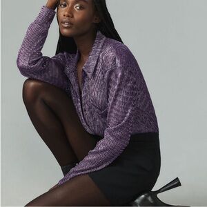 Anthropologie pilcro metallic long sleeve shirt